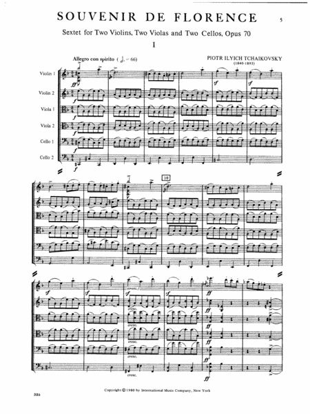 Full Score To Souvenir De Florence, Opus 70