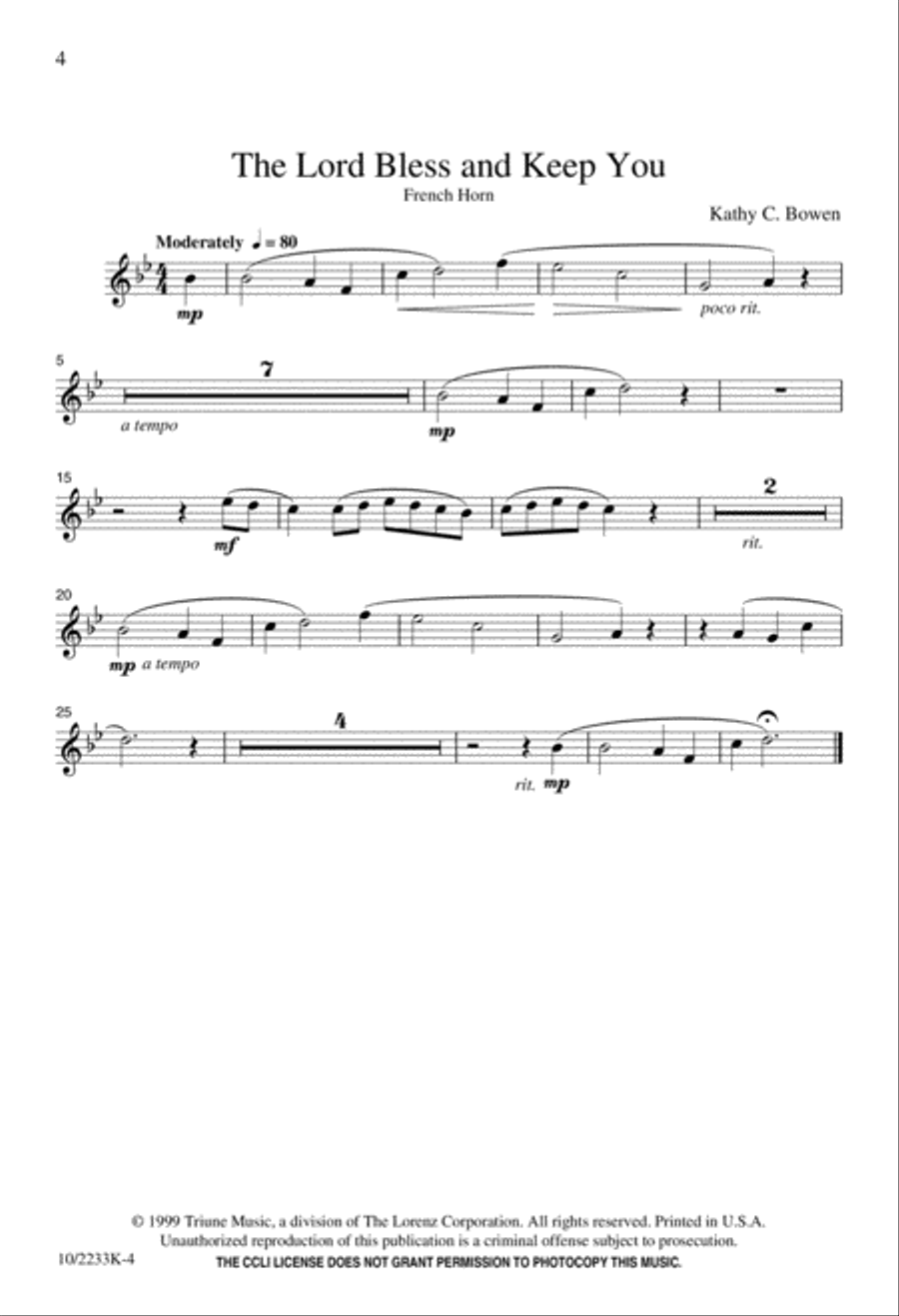 The Lord Bless and Keep You Unison Choir scores gallery preview page 4