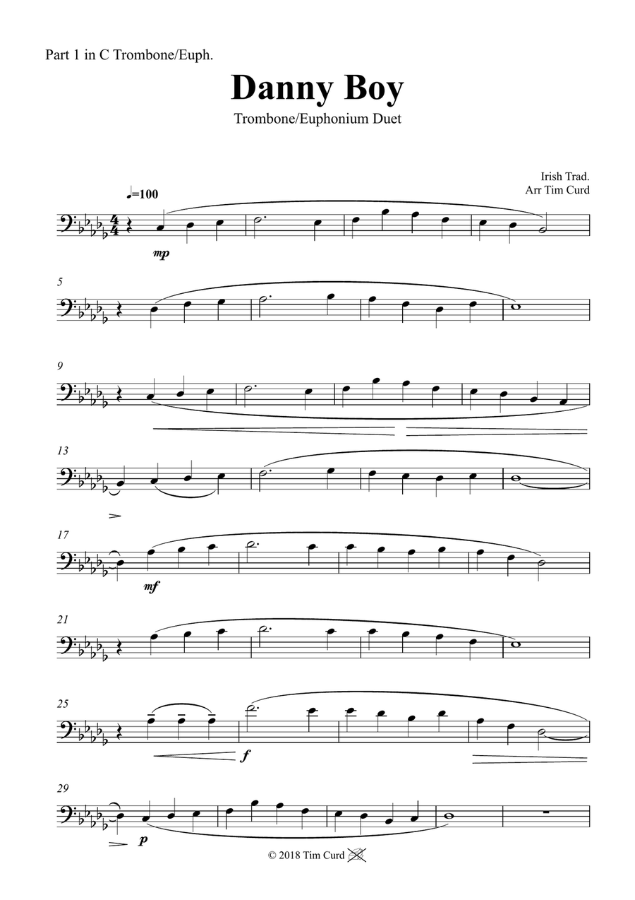 Danny Boy. Duet for Trombone Brass Duet scores gallery preview page 5