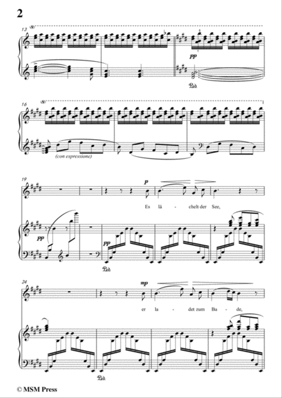 Liszt-Der fischerknabe in E Major,for Voice and Piano Voice Solo scores gallery preview page 4