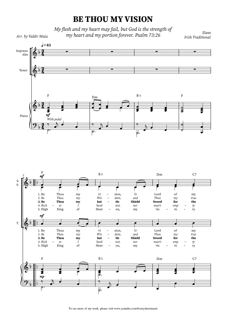 Be Thou My Vision - SAT Arrangement for Choir with Piano Accompaniment SAT scores gallery preview page 1