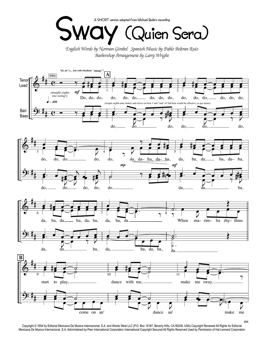 Sway (Quien Sera) SSAA scores gallery preview page 1