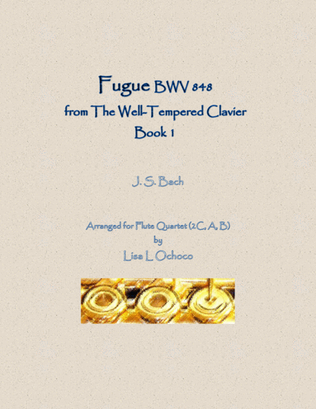 Fugue BWV 848 from The Well-Tempered Clavier, Book 1 for Flute Quartet (2C, A, B)
