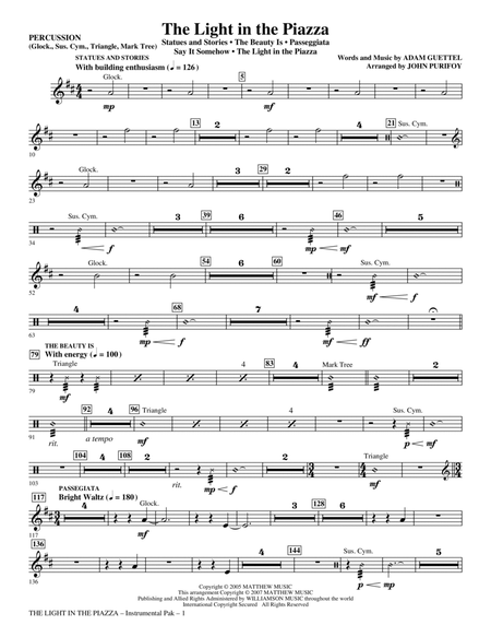 The Light In The Piazza (Choral Highlights) (arr. John Purifoy) - Percussion