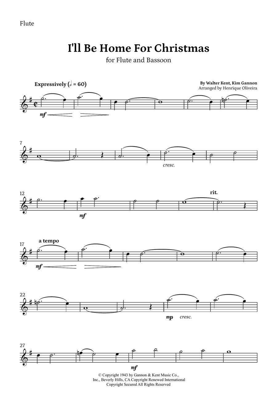 I'll Be Home For Christmas Woodwind Duet scores gallery preview page 4