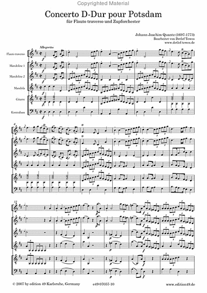 Concerto D-Dur pour Potsdam