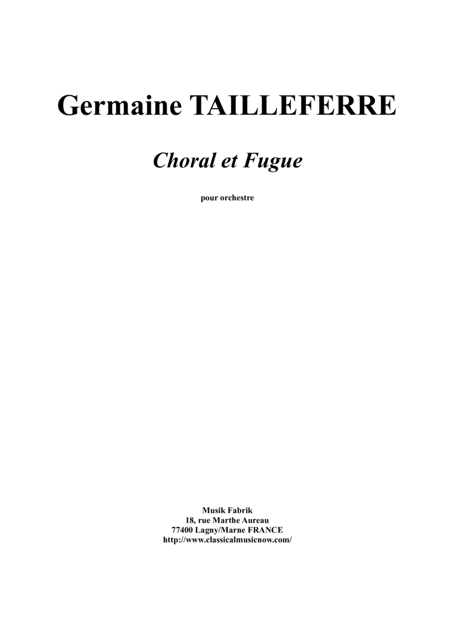 Germaine Tailleferre : Choral et Fugue for orchestra : study score - Score Only Full Orchestra scores gallery preview page 1