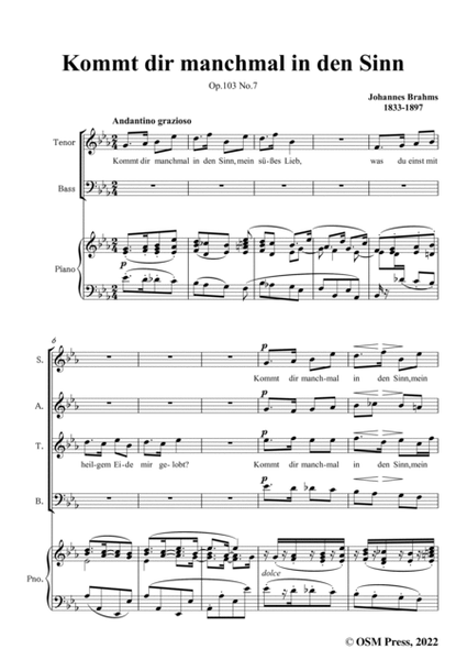 Brahms-Kommt dir manchmal in den Sinn,Op.103 No.7,in E flat Major