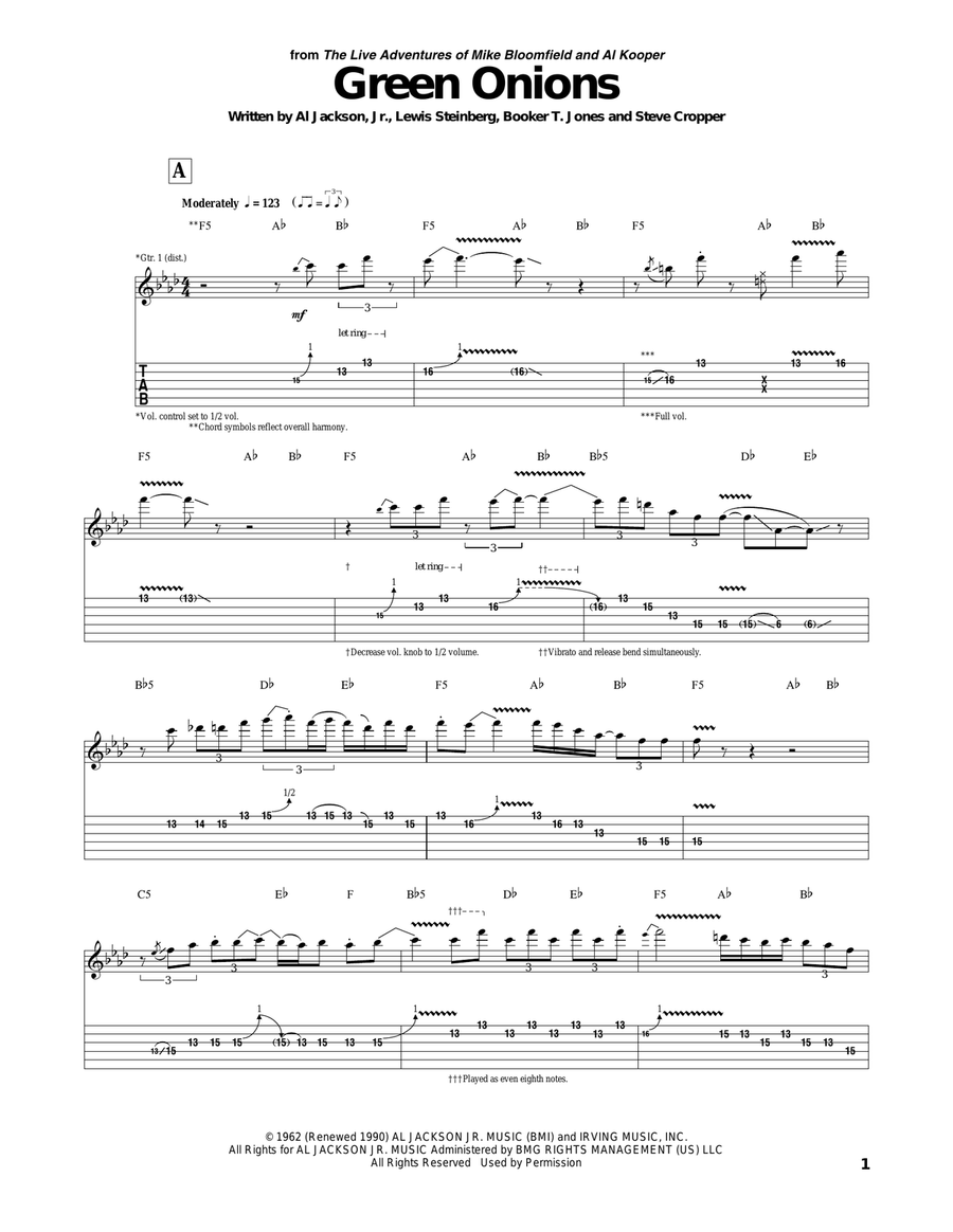 Green Onions Electric Guitar scores gallery preview page 1