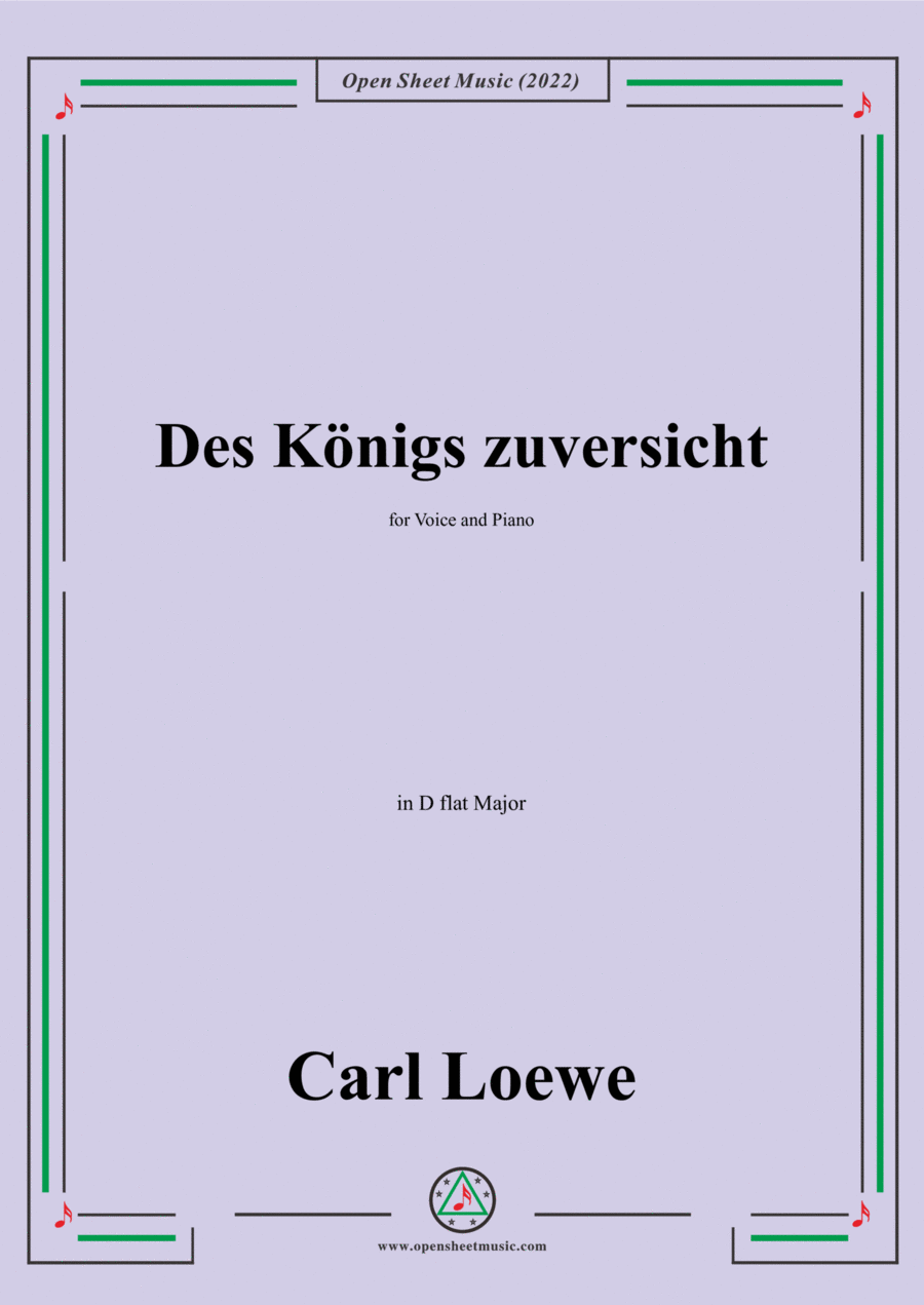 Loewe-Des Konigs zuversicht,in D flat Major,for Voice and Piano Voice Solo scores gallery preview page 1