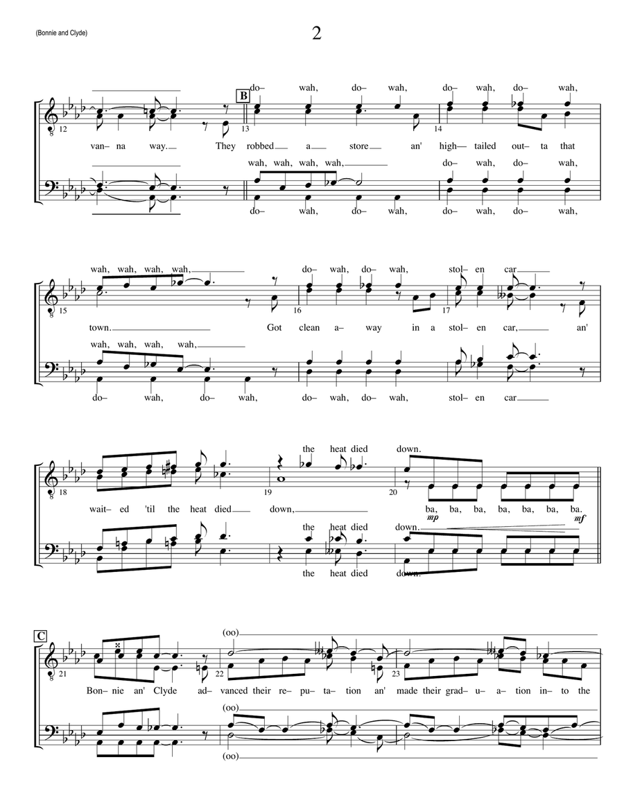 The Ballad Of Bonnie And Clyde TTBB scores gallery preview page 2
