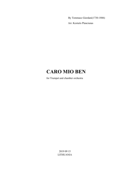 Caro mio ben (For trumpet and chamber orchestra) image number null