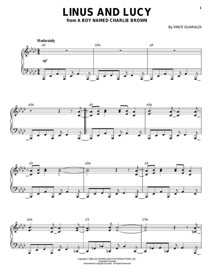 Linus And Lucy Linus And Lucy Piano Solo scores gallery preview page 1