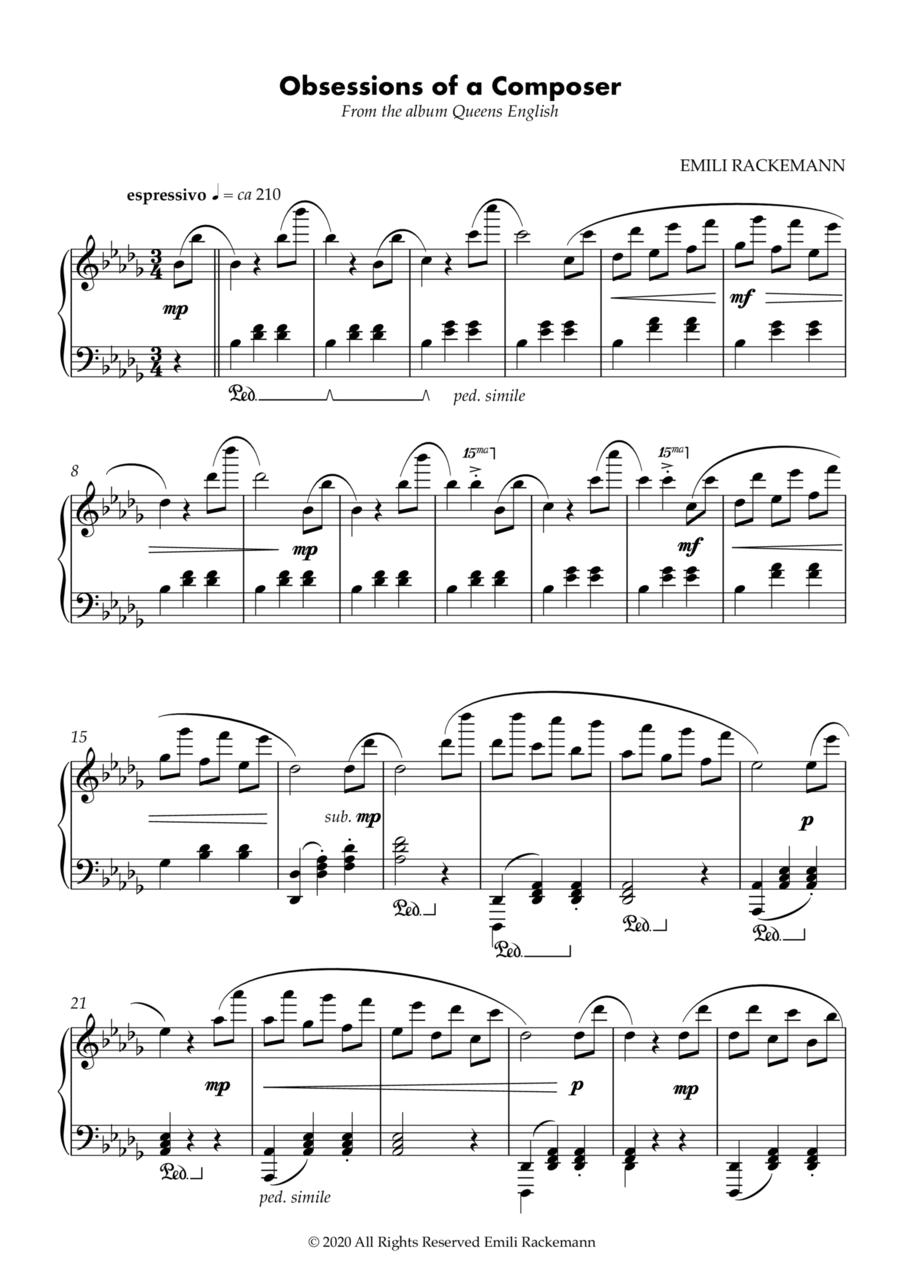 Obsessions of a Composer Obsessions of a Composer Piano Solo scores gallery preview page 1