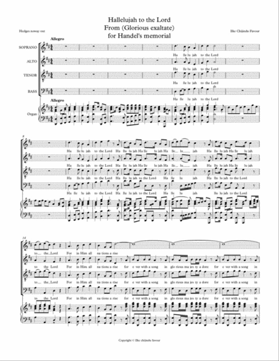Hallelujah to the Lord Hallelujah to the Lord 4-Part scores gallery preview page 1