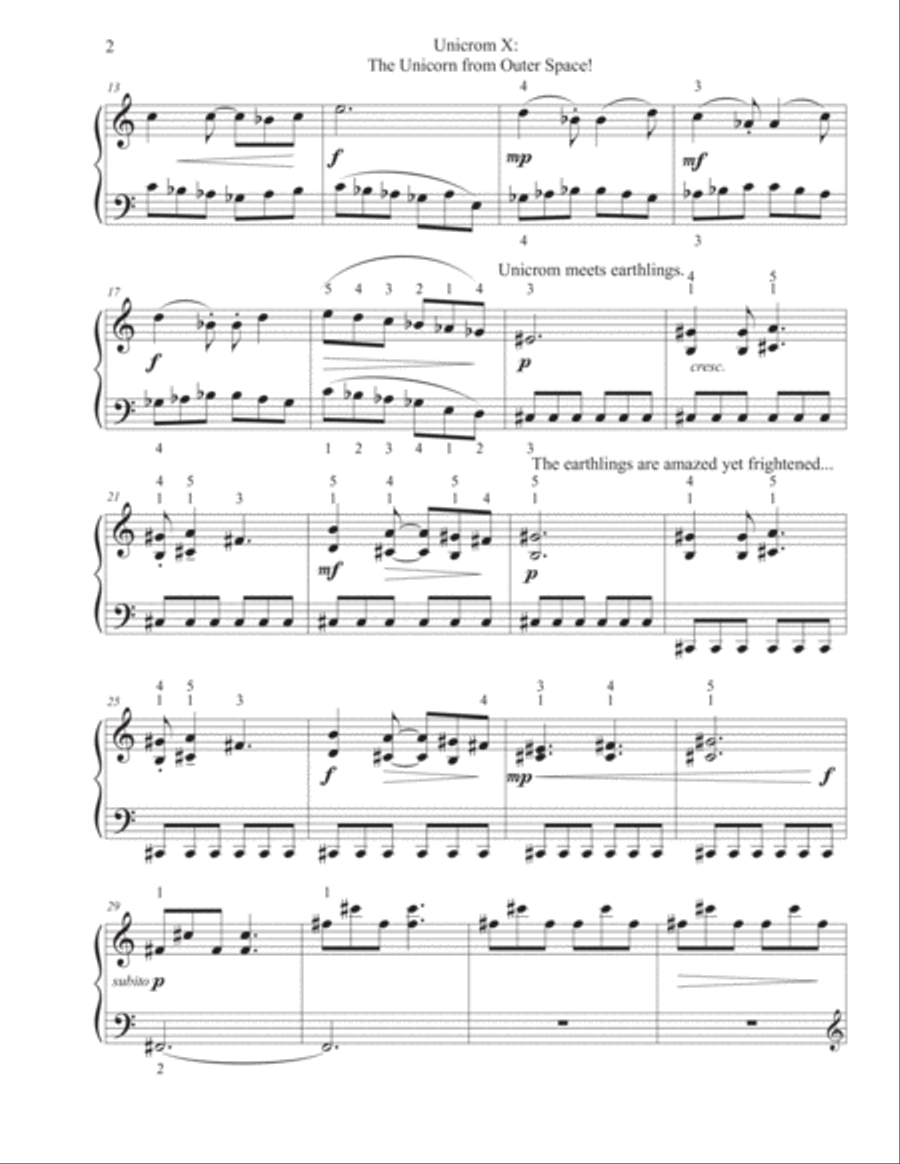 Unicrom X: The Unicorn From Outer Space! Easy Piano scores gallery preview page 3