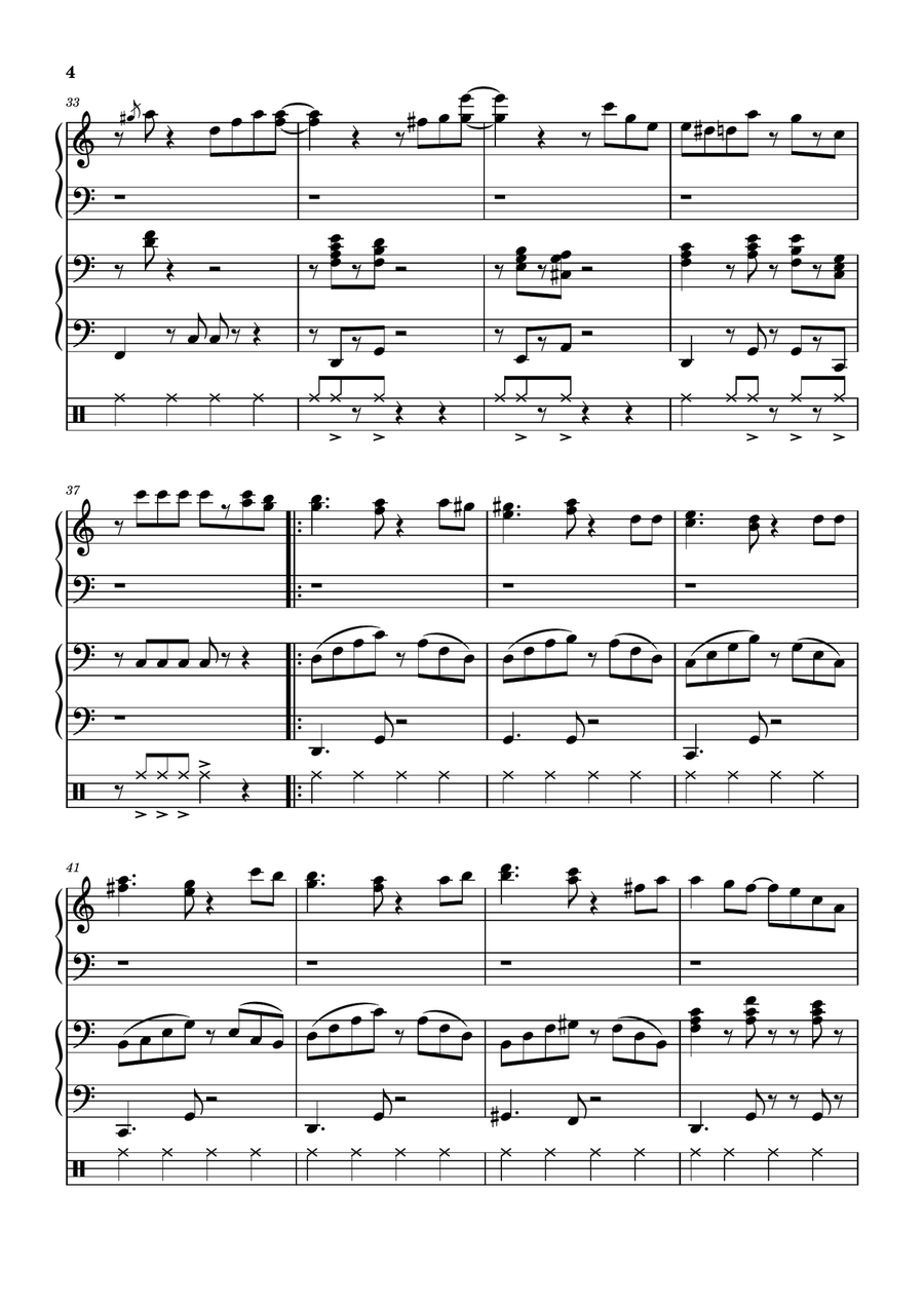 The Blue Danube, cha-cha style Easy Piano scores gallery preview page 4