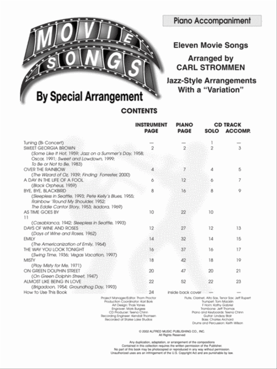 Movie Songs by Special Arrangement (Jazz-Style Arrangements with a Variation) Piano scores gallery preview page 2