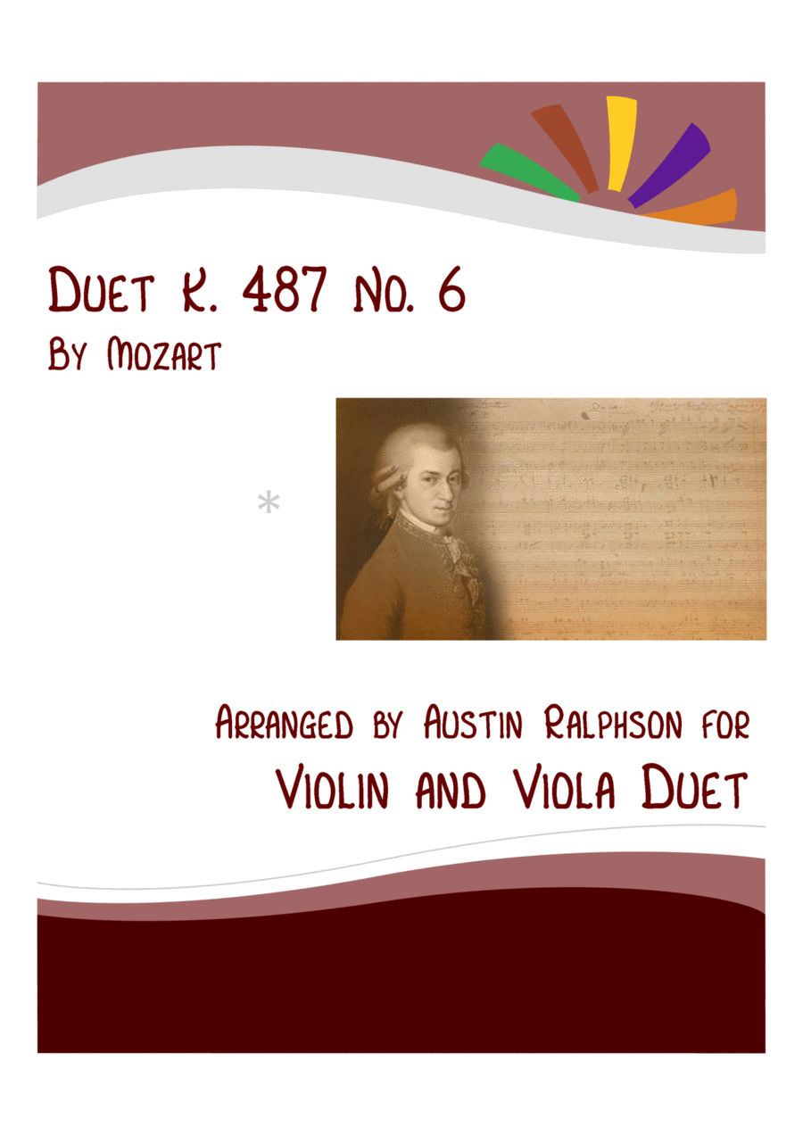 Mozart K. 487 No. 6 - violin and viola duet String Duet scores gallery preview page 1