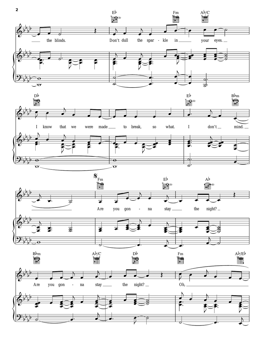 Stay The Night Piano, Vocal, Guitar scores gallery preview page 2