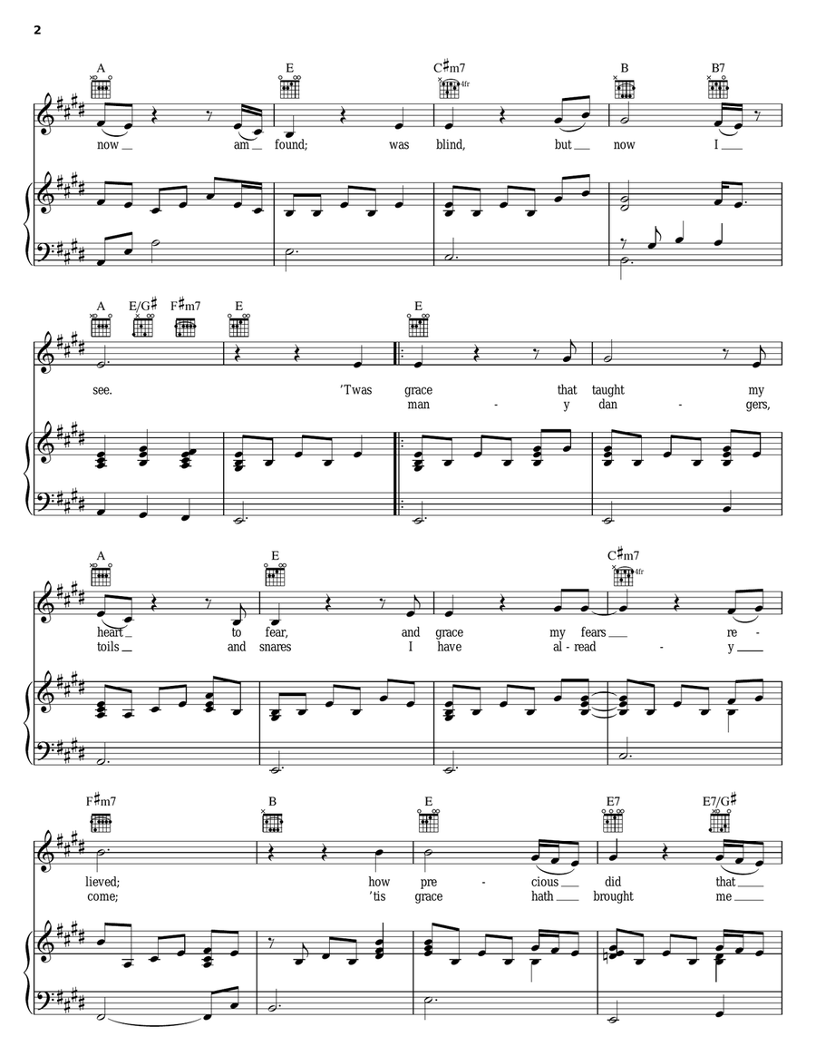 Amazing Grace Amazing Grace Piano, Vocal, Guitar scores gallery preview page 2