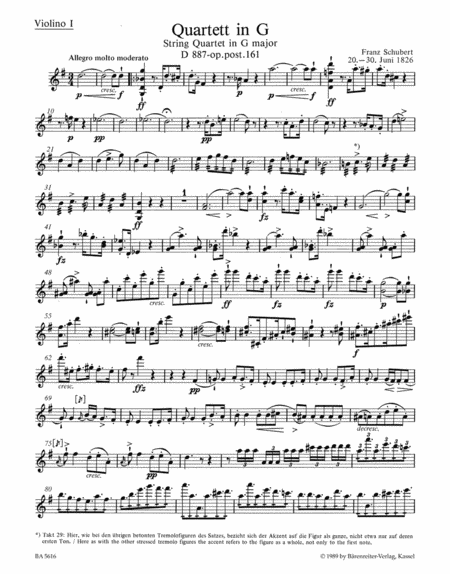 String Quartet in G major, op. post. 161 D 887