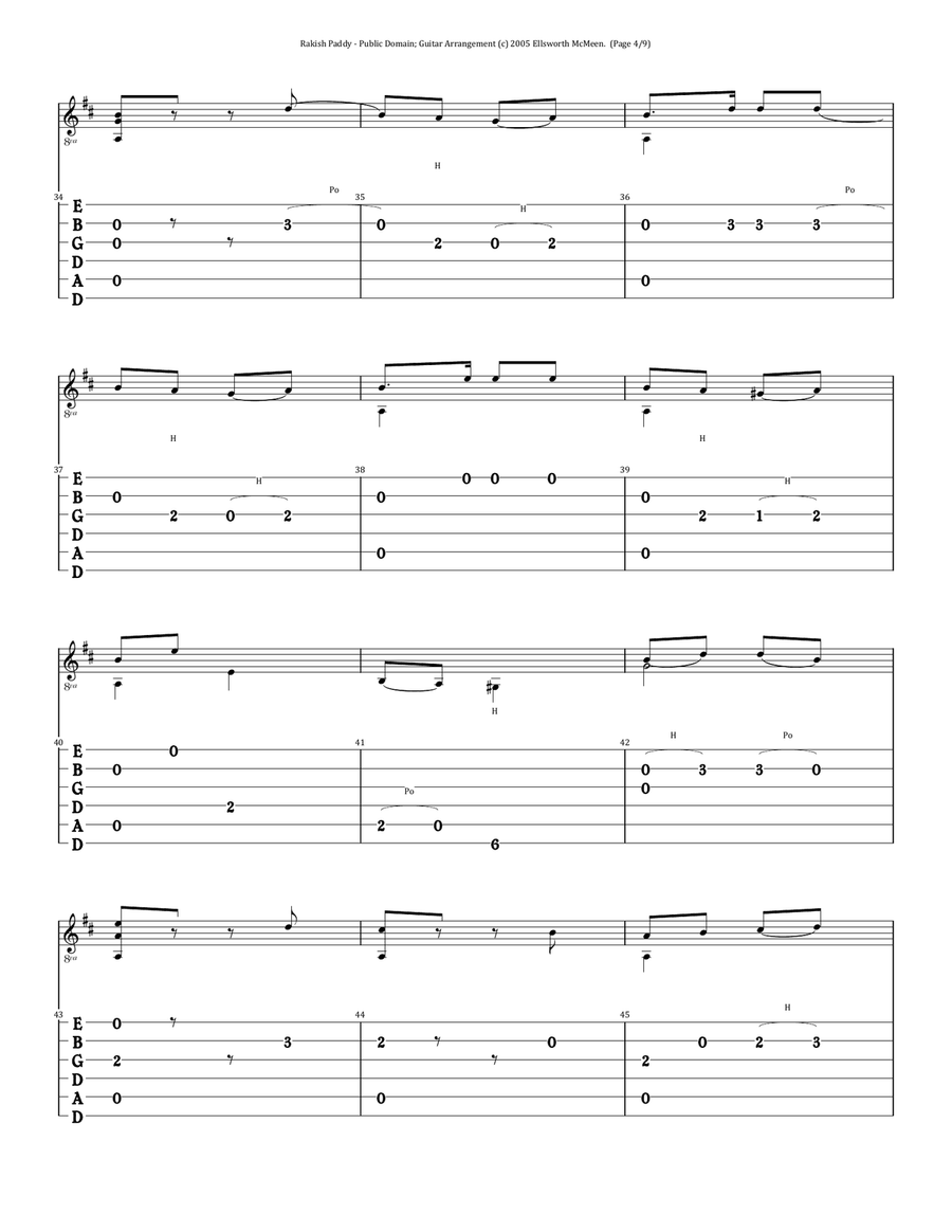 Rakish Paddy (For Fingerstyle Guitar Tuned Drop D) Acoustic Guitar scores gallery preview page 4