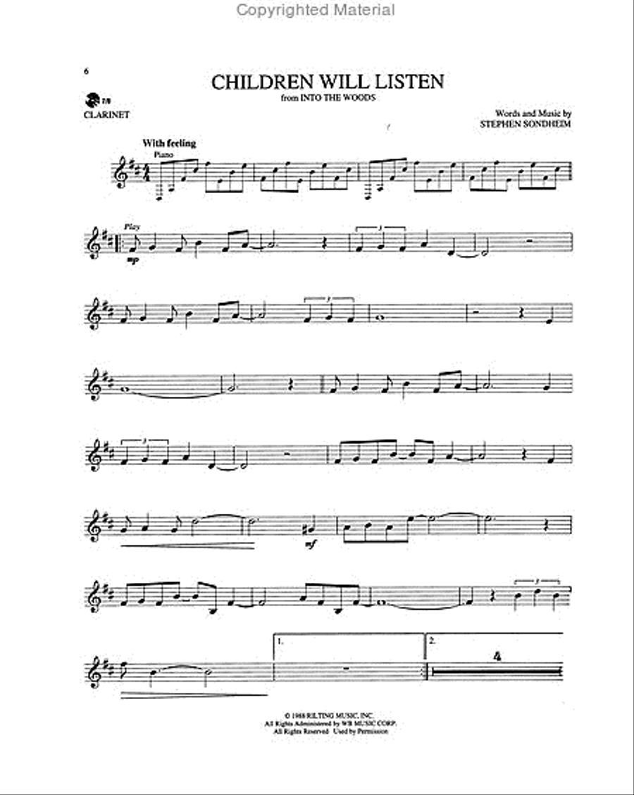 Stephen Sondheim - Broadway Solos Clarinet Solo scores gallery preview page 3