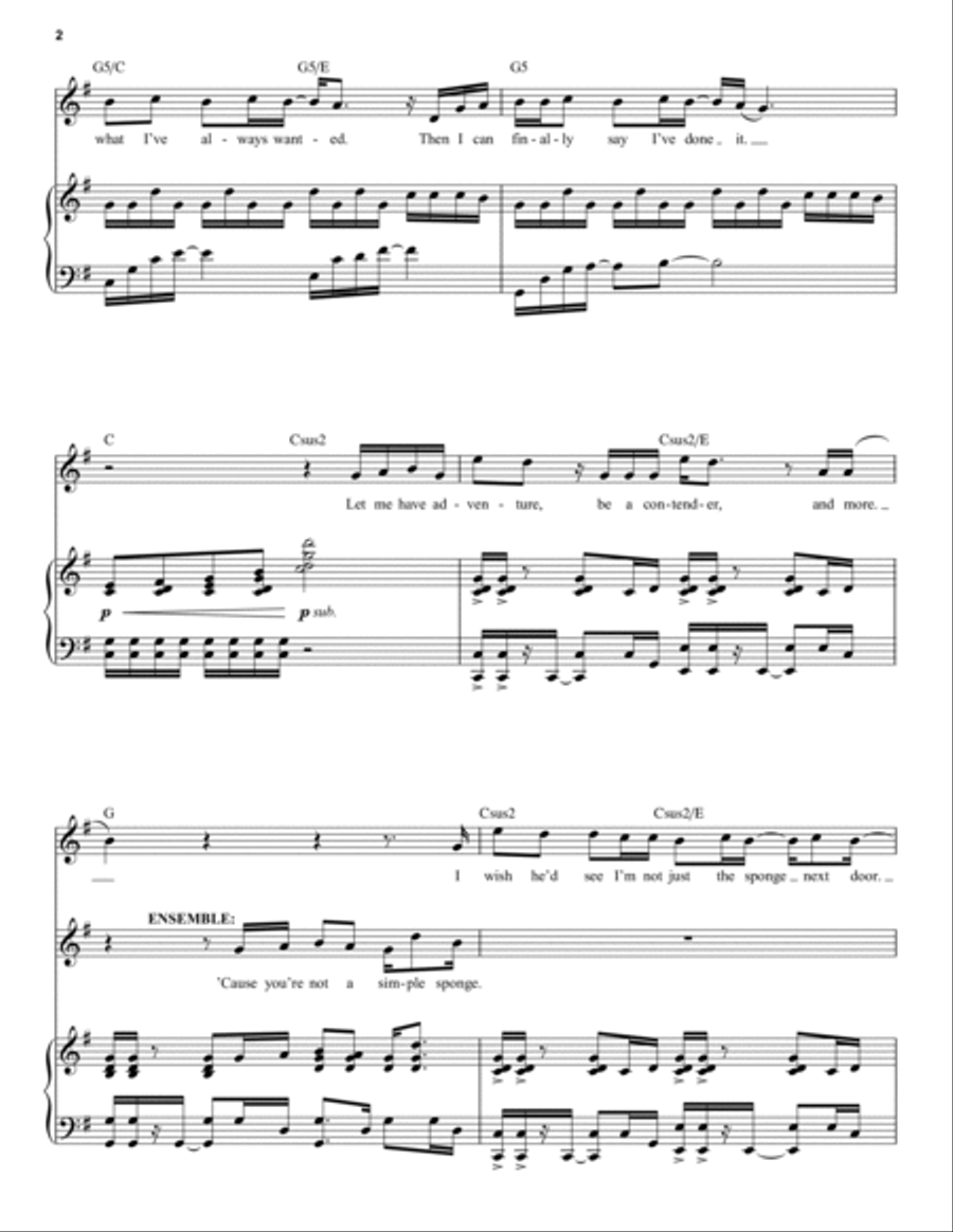 (Just A) Simple Sponge (from Spongebob Squarepants, The Broadway Musical) Piano, Vocal scores gallery preview page 2