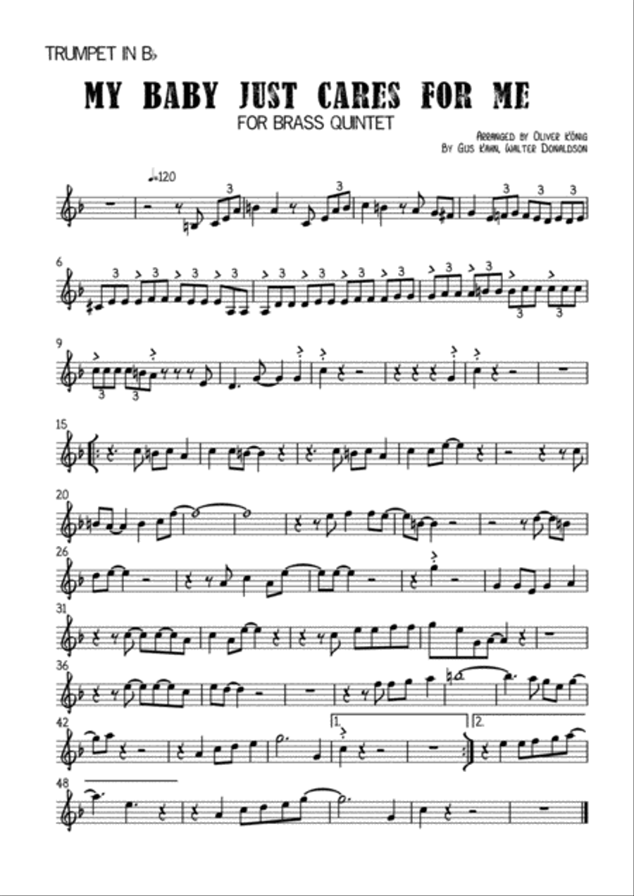 My Baby Just Cares For Me Brass Ensemble scores gallery preview page 2