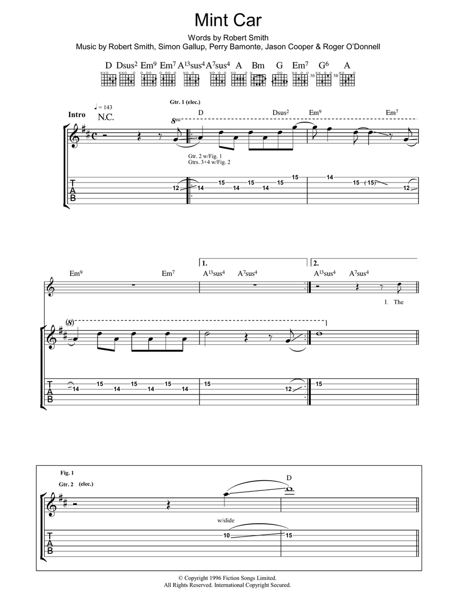 Mint Car Acoustic Guitar scores gallery preview page 1