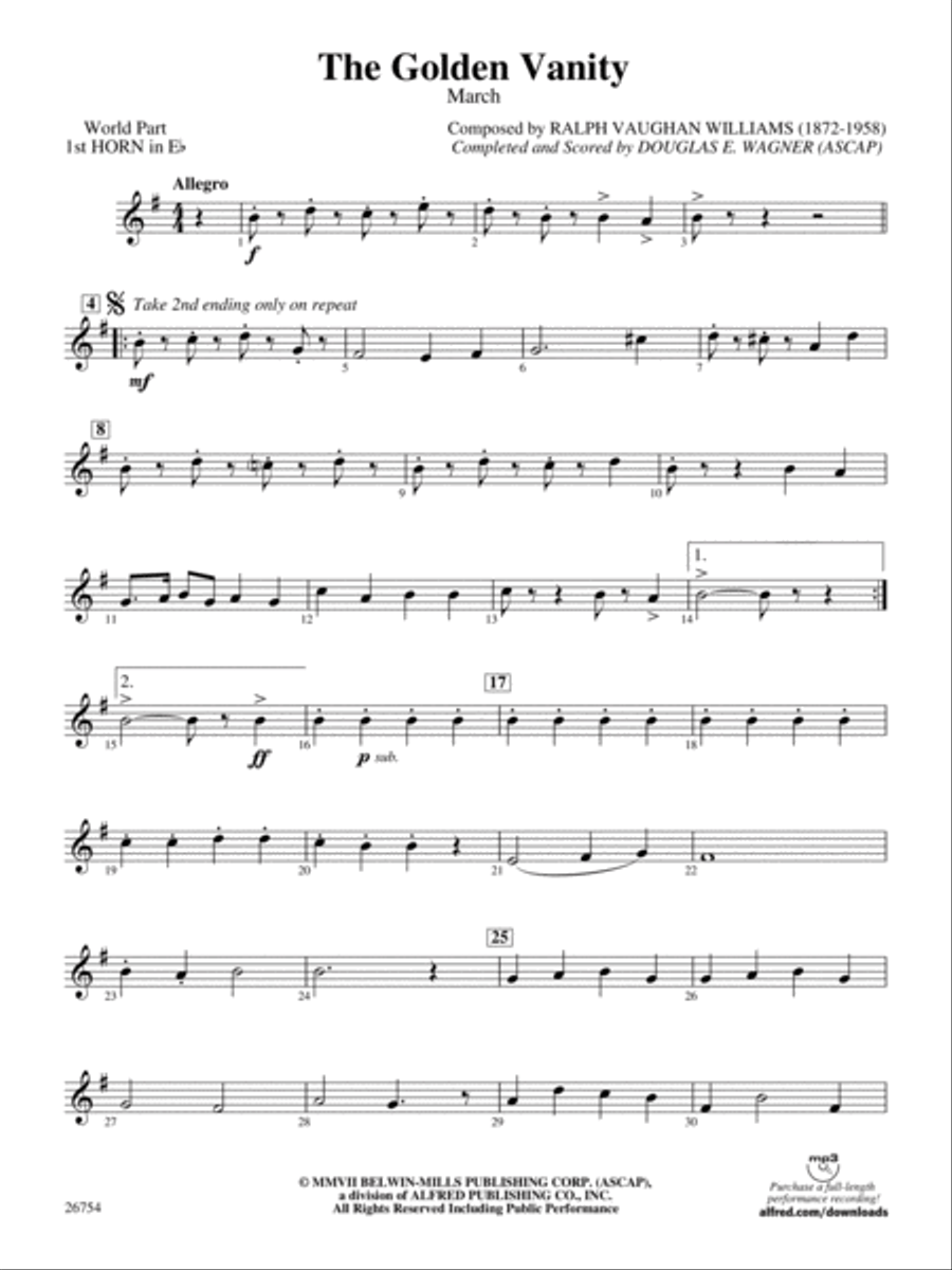 The Golden Vanity: (wp) 1st Horn in E-flat