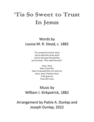 'Tis So Sweet to Trust in Jesus, P/V/G/Synth Strings