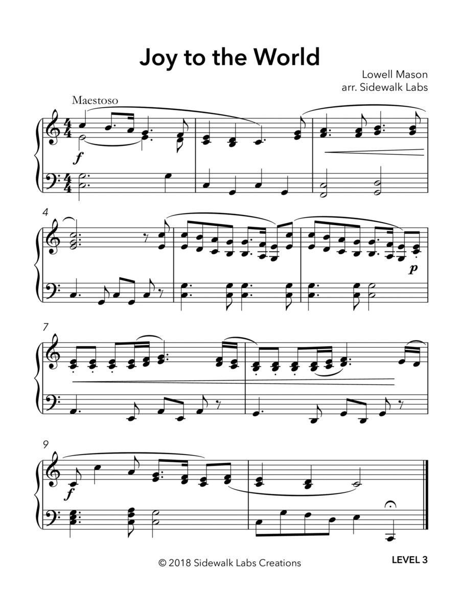 Joy to the World Piano Solo scores gallery preview page 1