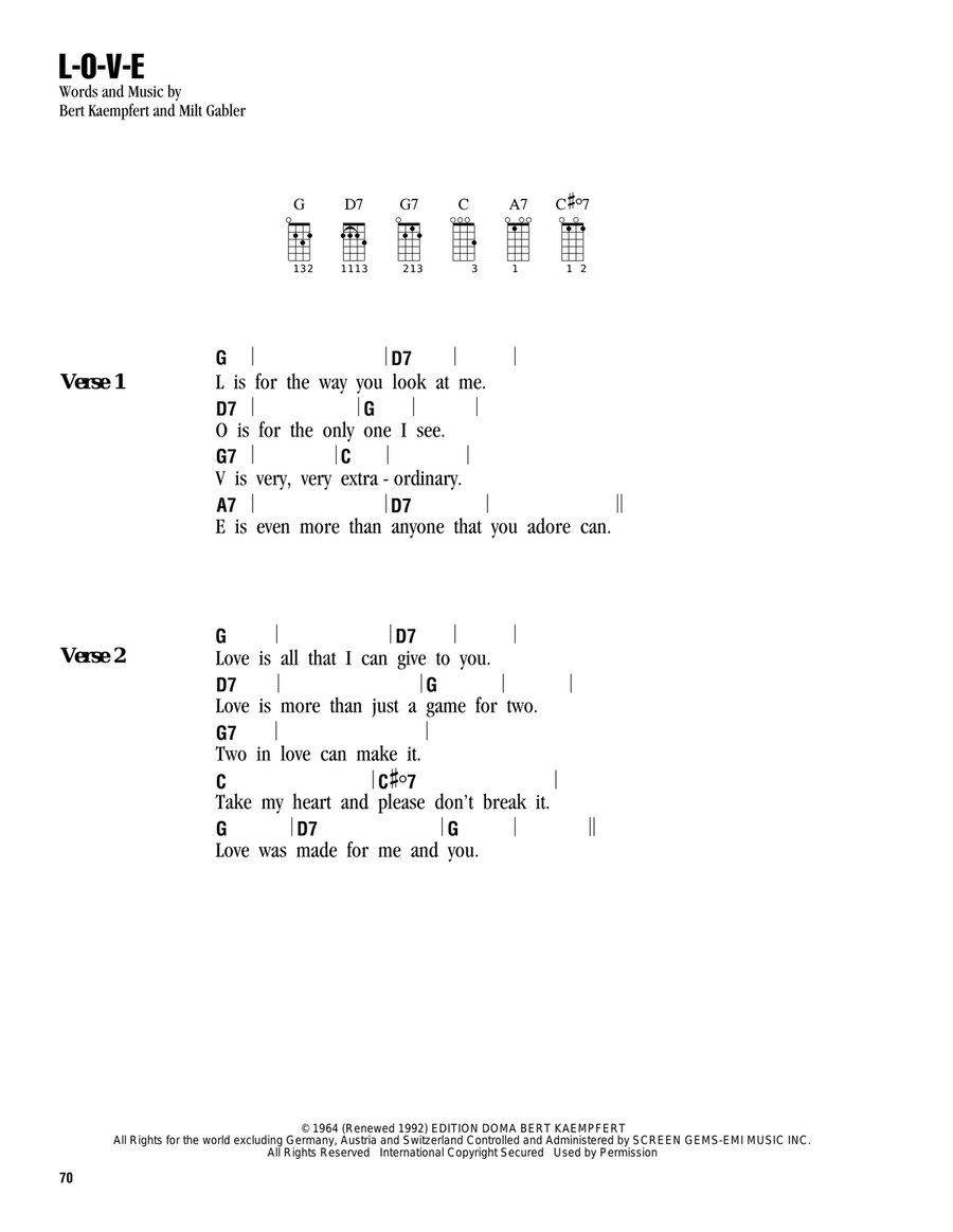 L-O-V-E L-O-V-E Ukulele scores gallery preview page 1