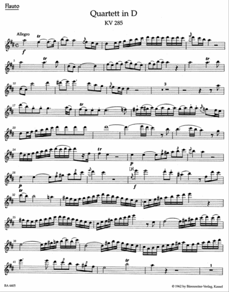 Quartets for Flute, Violin, Viola and Violoncello Flute scores gallery preview page 2