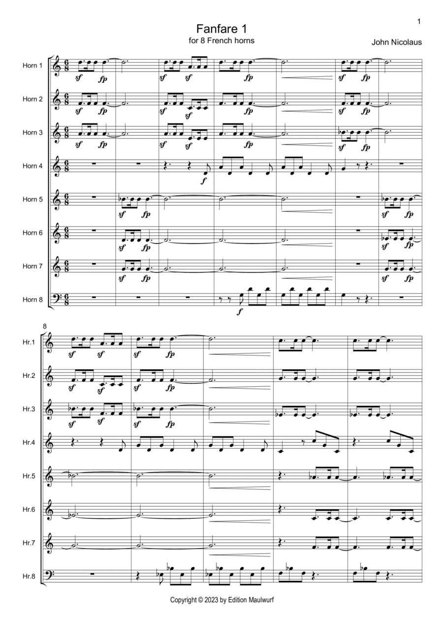 Fanfare 1 Horn scores gallery preview page 1