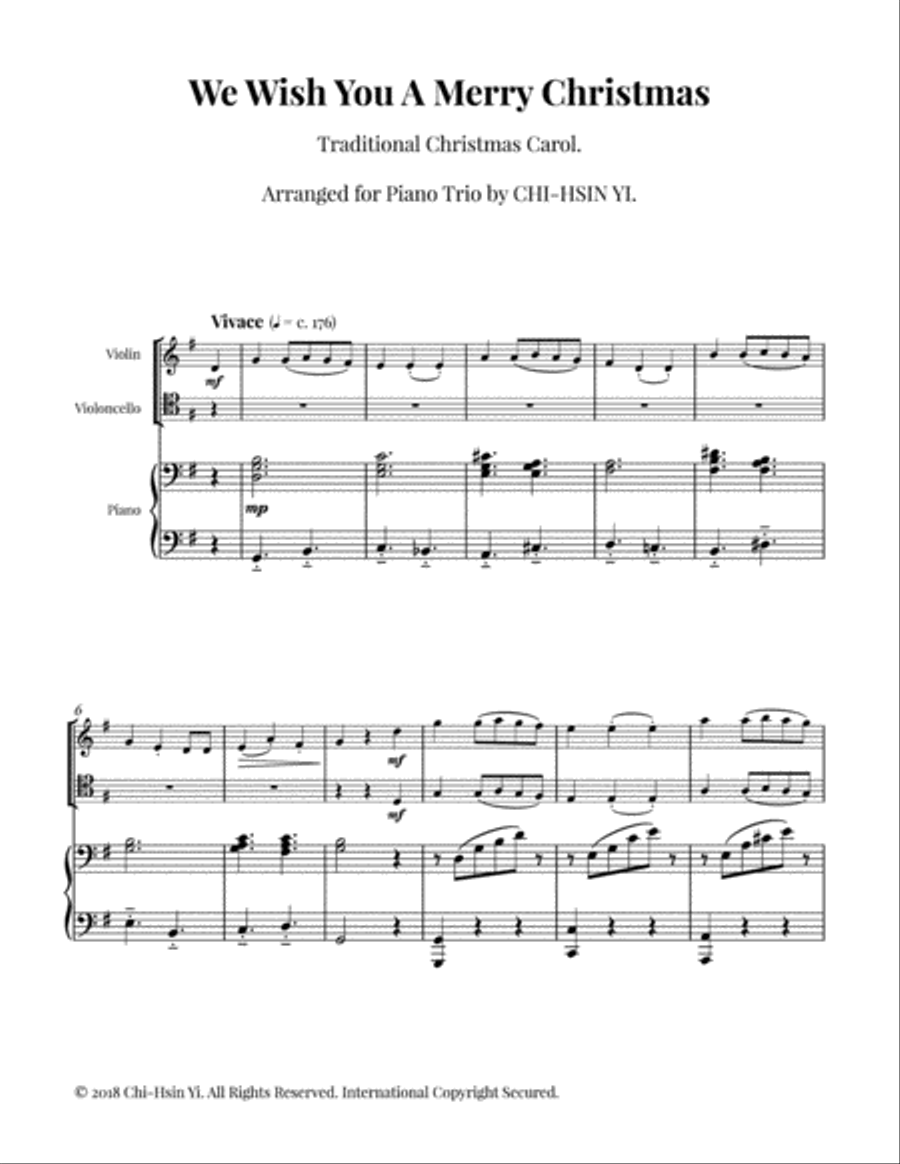 We Wish You A Merry Christmas (Piano Trio) Piano Trio scores gallery preview page 1