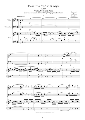 Mozart - Piano Trio No.6 in G major K.564 for Violin, Cello and Piano - Full score and Parts