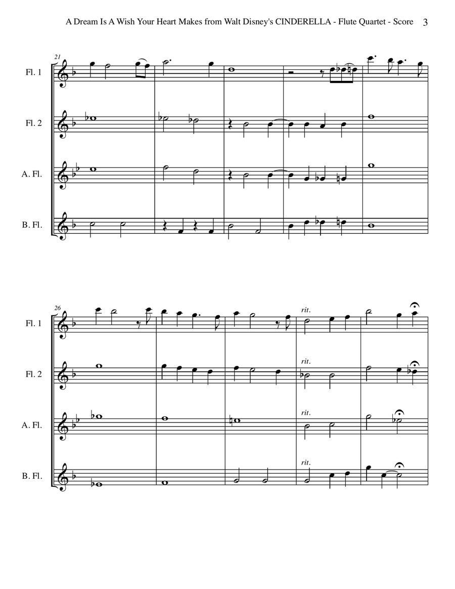 A Dream Is A Wish Your Heart Makes Woodwind Quartet scores gallery preview page 3