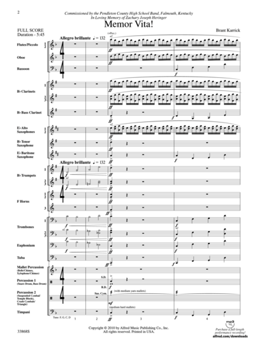 Memor Vita! Memor Vita! Concert Band scores gallery preview page 2