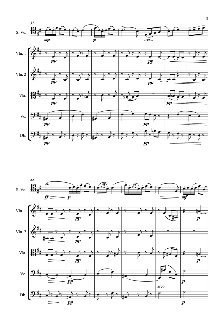 Tchaikovsky Pezzo Capriccioso Op. 62 for Cello and String Orchestra String Orchestra scores gallery preview page 4