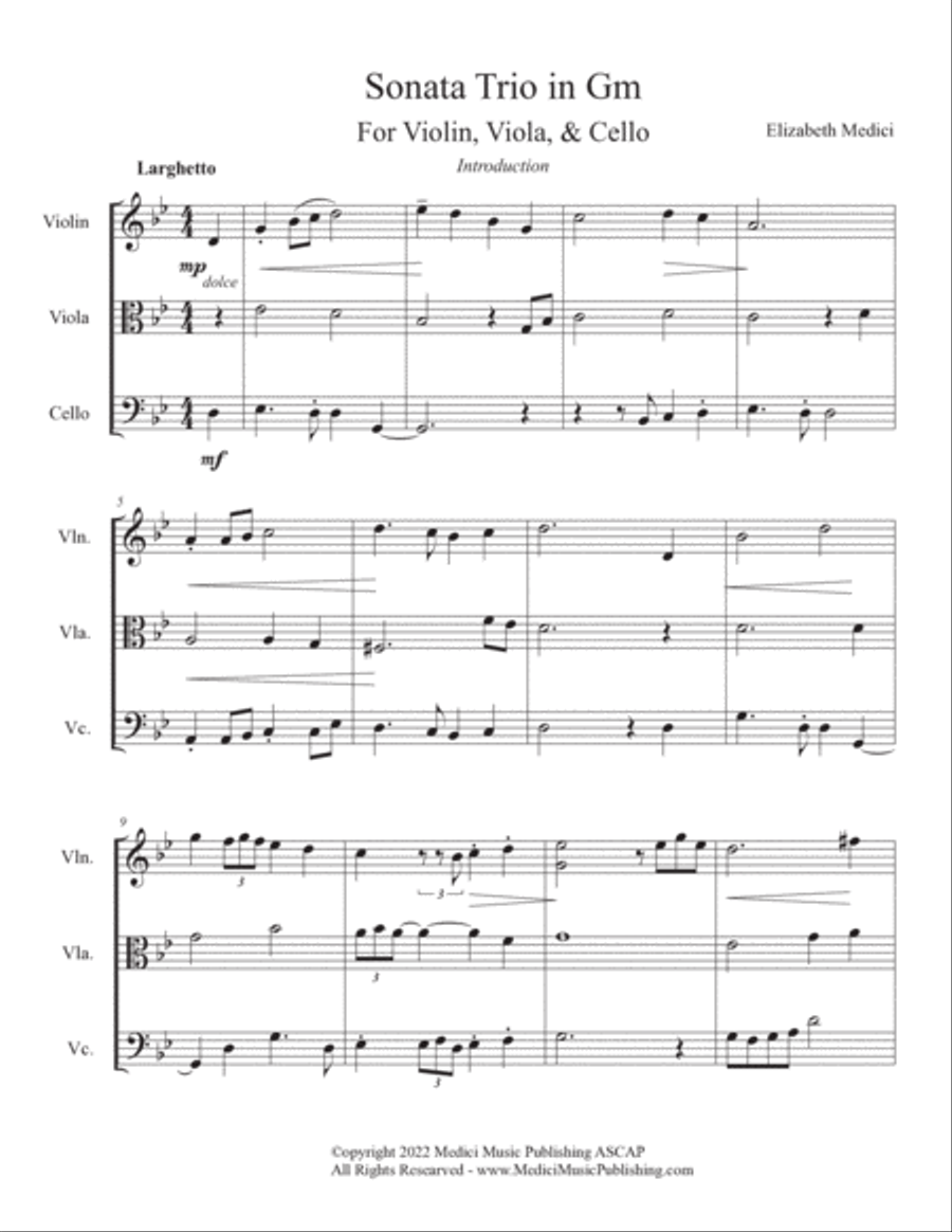 Sonata Trio in Gm (adapted from Quartet in Gm) String Trio scores gallery preview page 3