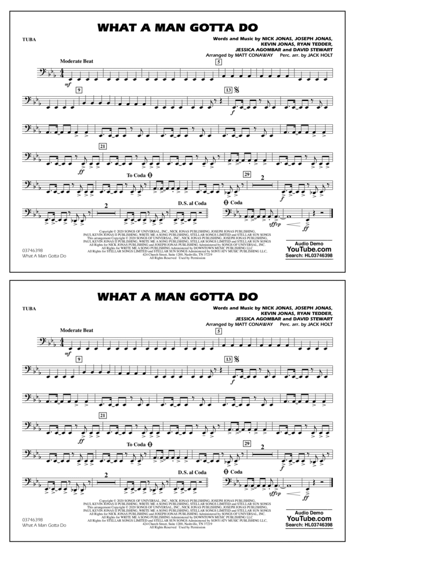 What a Man Gotta Do (arr. Jack Holt and Matt Conaway) - Tuba