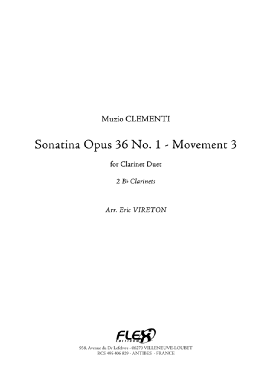 Sonatine Op 36 No. 1 - Movement 3 Clarinet Duet scores gallery preview page 1