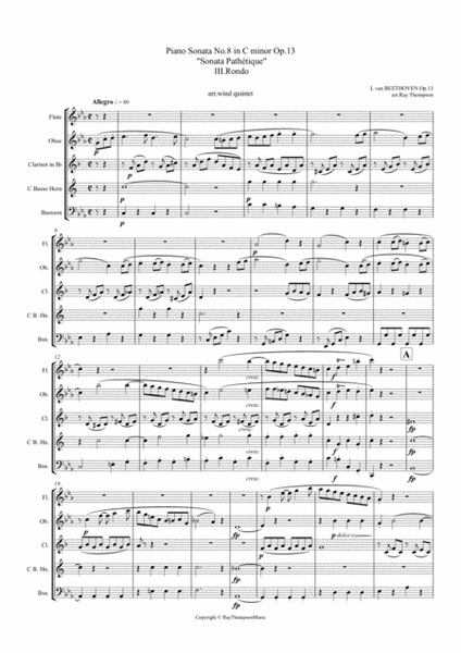 Beethoven: Piano Sonata No.8 in C minor Op.13 "Sonata Pathetique" Mvt.III Rondo - wind quintet image number null