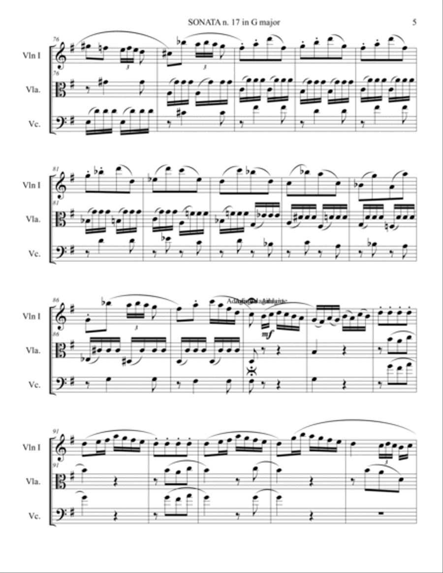 Haydn - SONATA n. 17 in G major - Hob. XVI: 27 String Trio scores gallery preview page 5