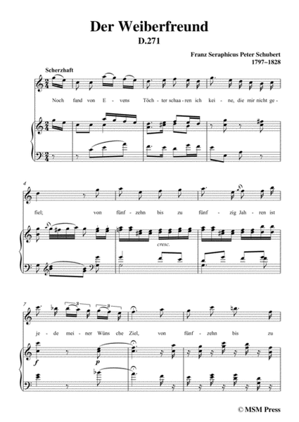 Schubert-Der Weiberfreund(The Philanderer),D.271,in C Major,for Voice&Piano image number null