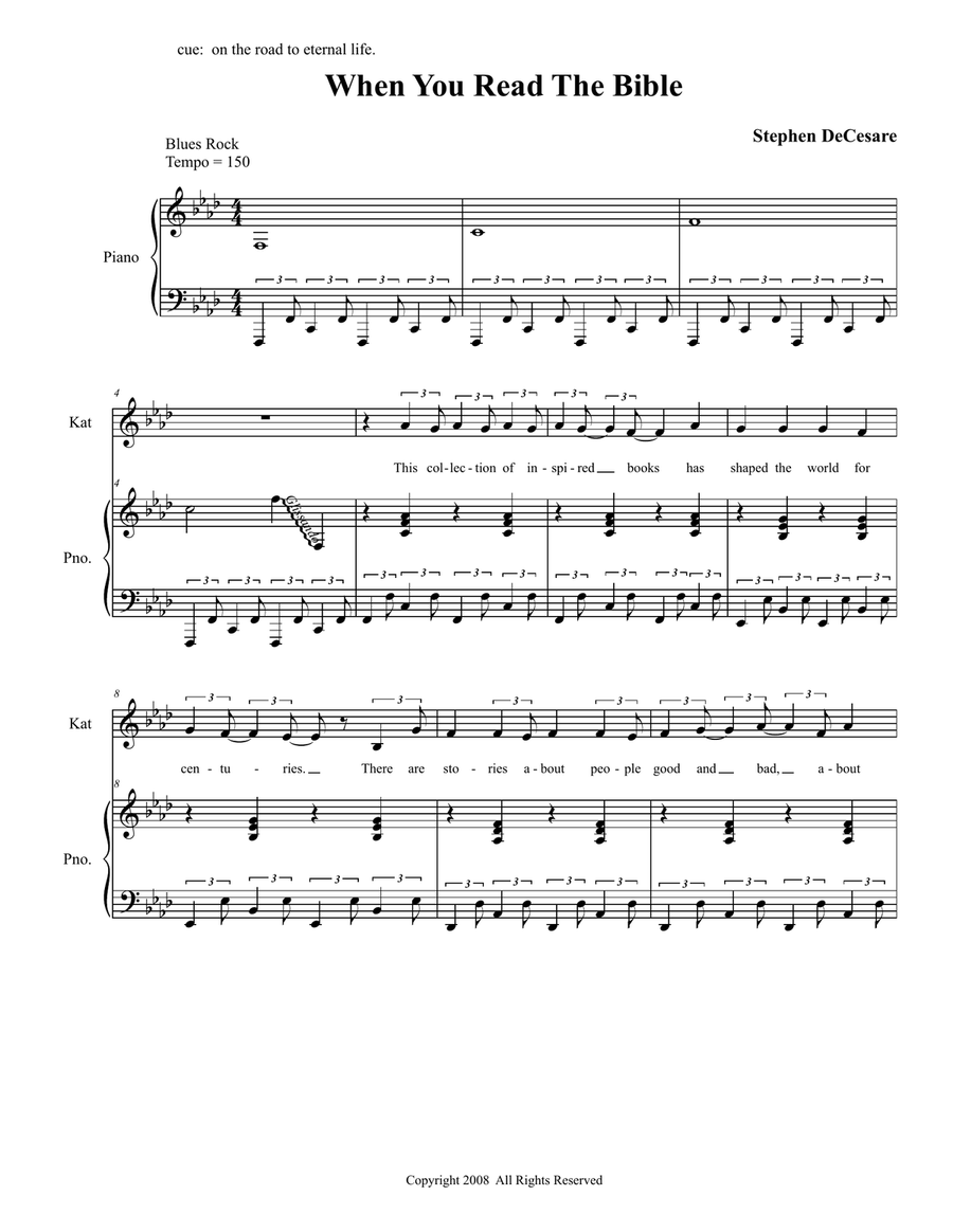 Bible Rock: the musical - (Score only) 3-Part scores gallery preview page 1