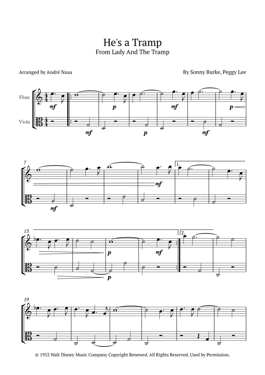 He's A Tramp Flute scores gallery preview page 1